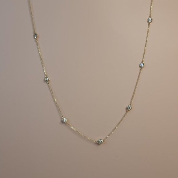 14Kt Gold 1.75 Ct 7 Stone Lab Grown Diamond By the Yard Necklace - Picture 5 of 5